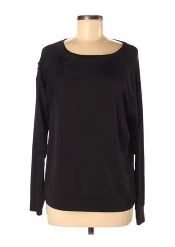 Sabie Lace Embroidered Dolman Top Size Medium Black Oversized Long Sleeve Sabié