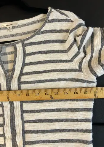 Sophie Max Womens Blouse Size Medium Striped Cotton Blend Capsule Wardrobe