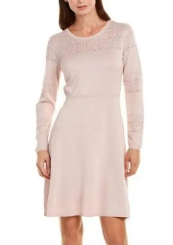 Julia Jordan Fit & Flare Knit Sweater Dress Long Sleeve Blush Size M, New w/Tag