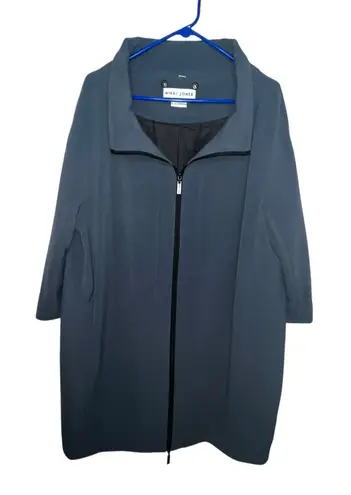 Nikki Jones Montreal Blue Loose Fit Long Coat Full Zip Jacket Women's Size XL