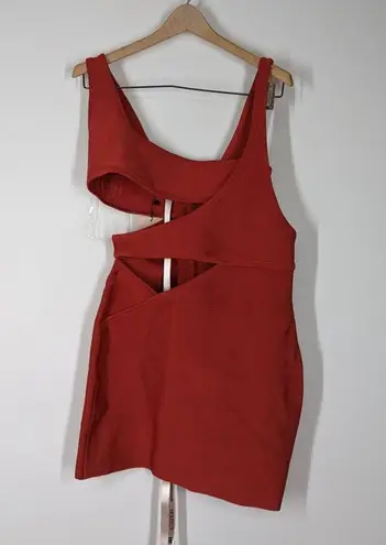 House Of CB  Michi Rust Cutout Bandage Bodycon Mini Dress Large Sleeveless NWT