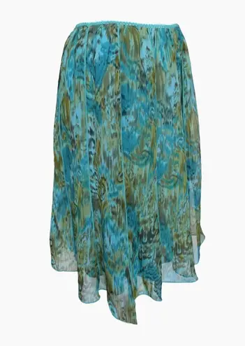 Connected Apparel Connected Petite ✦ Blue Green Print Skirt