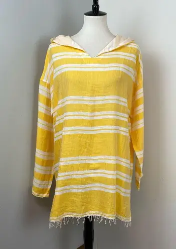 Lemlem NEW Golden Striped Doro Fringe Long Sleeve Hoodie Large