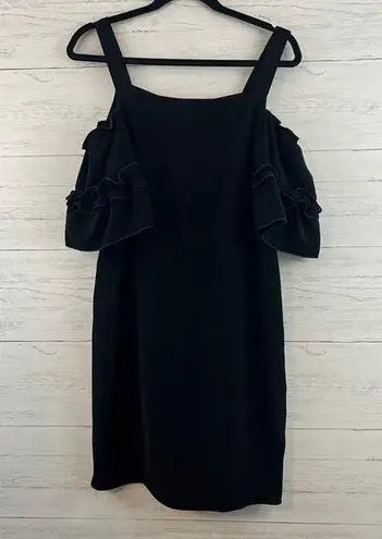 Drew NWT Black Split Back Square Neckline Ruffle Sleeve Dress Size S