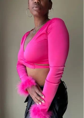 Poster Girl Hot Pink Cropped Wrap Top Size Medium