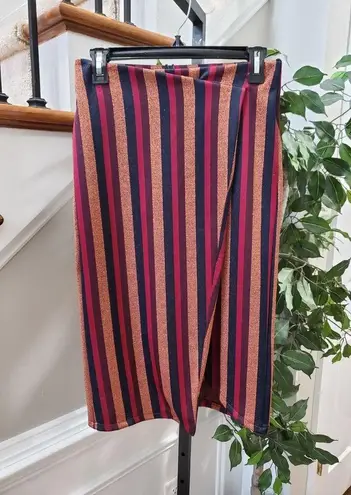 ZARA  Trafaluc Women's Multicolor Striped Polyester Wrap Knee Length Skirt Size S