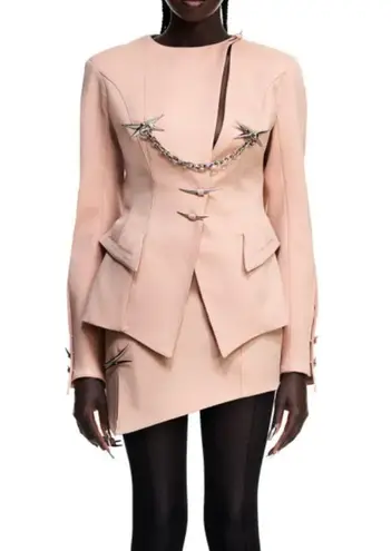 NWT H&M x MUGLER wool mini skirt antique pink Size 0