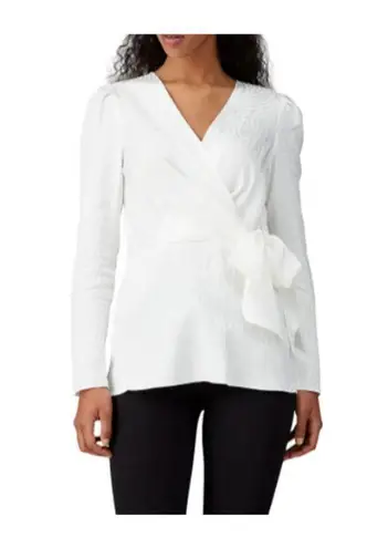 Jay Godfrey White Zebra Print Jacquard Draped Wrap Top Size 4