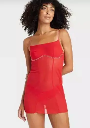 Auden Women's Rhinestone Lingerie Dress - Red