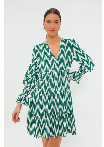 Pomander Place Tuckernuck Green Ikat Kenzo Dress Tiered Bell Sleeve Zig Zag XXXL Size undefined