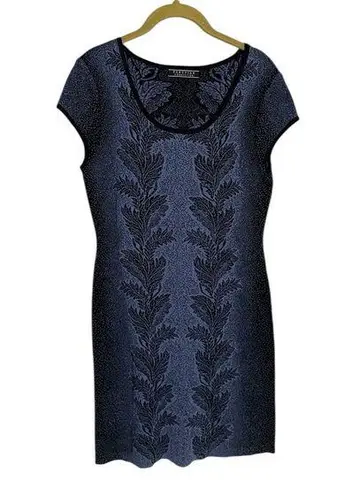 Peruvian Connection Blue and Black Patterned Dress Small Pima Cotton