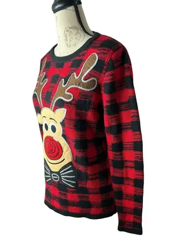 Holiday Time  Ugly Christmas‎ Sweater Women's Red Size 4-6 Rudolph Reindeer