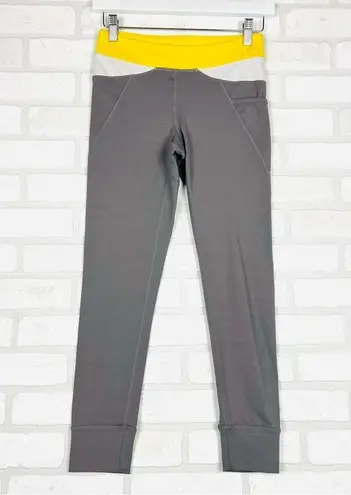 Lole Lolë Amoda Women's Pants Legging Mesh Panel Gray / Yellow (Size XS) EUC