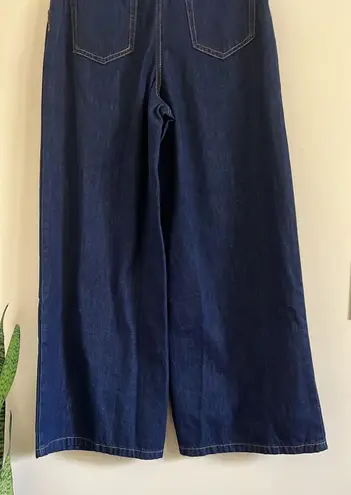 Boutique Wide Leg Contrast Waistband Denim Jeans 100% cotton  50% Polyester  Waist 14’in  Inseam 30’in