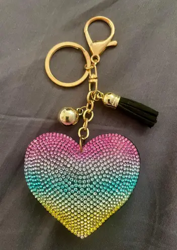 J Spencer Rhinestone Heart Keychain