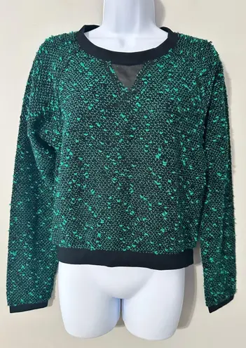 Hunter Dixon Textured Knit Sweater Green Black Long Sleeve Size Small