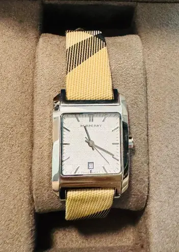 Burberry  Black and Cream Watch with Stainless Steel Case