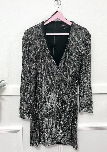 Bardot Sequin Long Sleeve Sparkle Dress Charcoal Sequin Size US 8