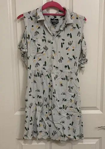 Angie Cold Shoulder Cactus Print Dress