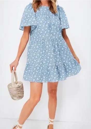 Tuckernuck Hyacinth House Romy Blue Floral Mini Tiered Dress Preppy Womens XS