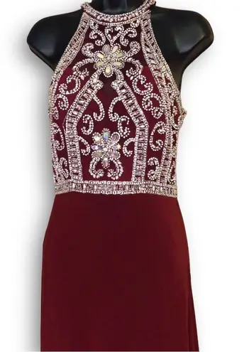 Clarisse  2807 Marsala Maroon Burgundy Silver Prom Dress