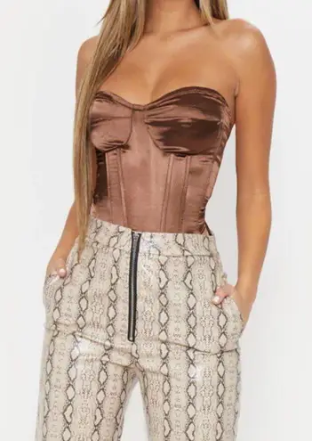 Pretty Little Thing Brown Corset Top