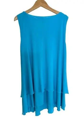 Colletta Tunic Blue Sleeveless Top Size 8 Travel Packable Cruise Flowy Layer