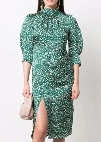 Ba&sh  Edmee Printed Midi Dress Size 0 Wedding Guest Cocktail Party Mock‎ Neck