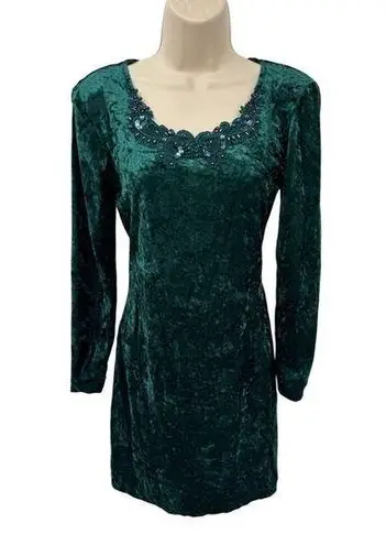 All that jazz Vintage Y2K Forest Fairy Beaded Velvet Dress Small Green Polyester