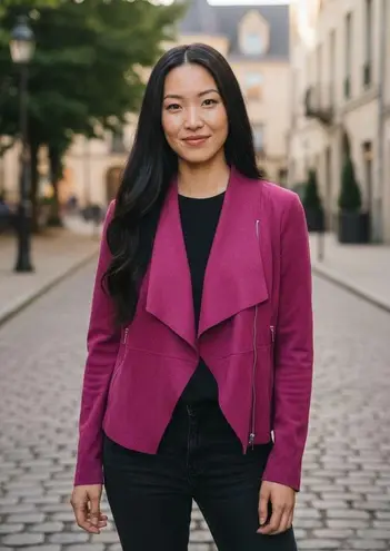 Bagatelle Collection jacket suede feel deep pink sz Small