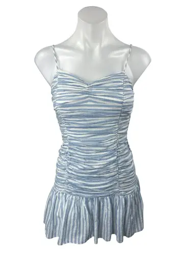Saylor Audrey Striped Ruched Gathered Sleeveless Cami Camisole Mini Sundress S