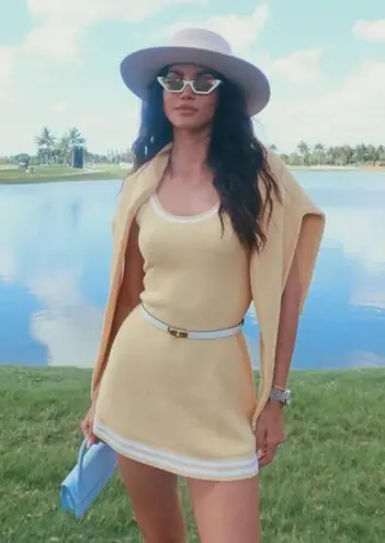 Alo Yoga Tennis Club Sweater Knit Dress Warm Butter/White S