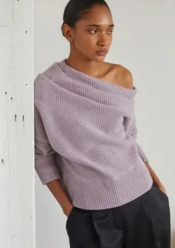 💕NAADAM💕 Asymmetrical Draped Sweater Wool Cashmere Heathered Purple Small NWT