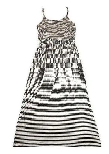 Women's Sleeveless Stripe Jersey Knit Maxi Dress Size XS Casual Coastal Boho Tan