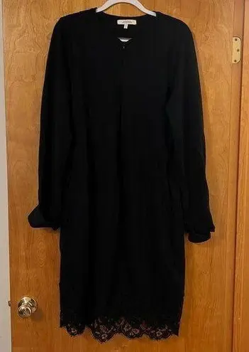 Dorothee Schumacher Classic Black Long Sleeve Lace Hem Zipper Front NWOT Size 6