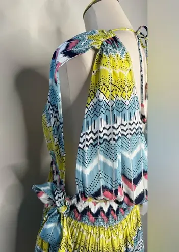 Gorgeous America and Beyond Chevron Pattern Beach Bathing Suit Coverup Dress Blue Size L