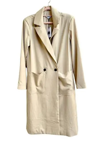 We Wore What NWT Suiting Twill Notch Lapel Blazer Coat Jacket Beige Womens Size XS