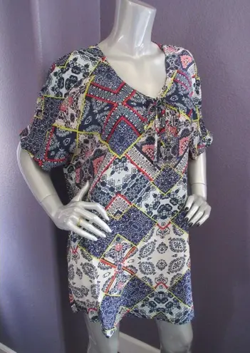 Gypsy 05 NWT Bima Printed Silk Lace Front Dolman Sleeve Shift Mini Dress M $242