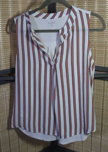 LOFT Outlet White Sleeves Top with Red and Navy Stripes Size undefined