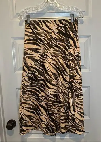 Nine West  Peach/Black Zebra Animal Print Midi/Maxi Skirt XS