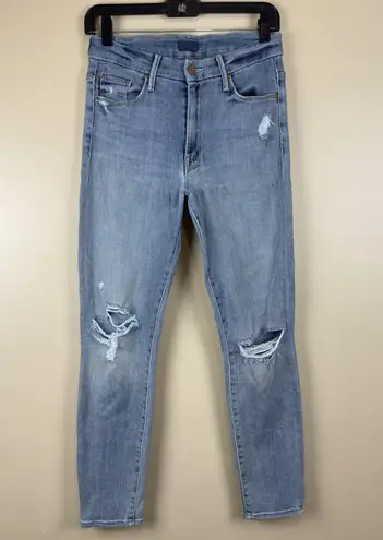 Mother Women’s High‑Waisted Looker Crop Jeans Size 26 Chatterbox Knee Rips Blue