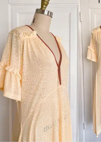 pitusa • Inca midi dress beach coverup sheer orange cheetah pattern resort