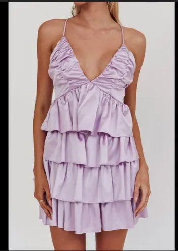 Selfie Leslie  | Purple Heavenly Bliss Ruffle Mini Dress Lilac Size Small NWT - Image 1