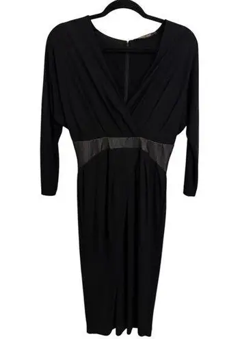 Roberto Cavalli Dress Womens IT40 US4 Midi Sheath Black V-Neck Long Sleeve