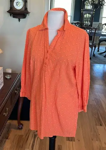 Oversized Vintage Orange Textured Collared Tunic
