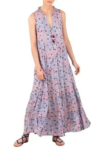 Poupette St. Barth Clara Maxi Dress Blue Bloom Floral Long Women’s Size Medium