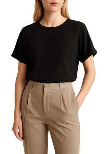 L. Bates Collection Black Acetate Rayon Blouse – Size Large (Made in USA)