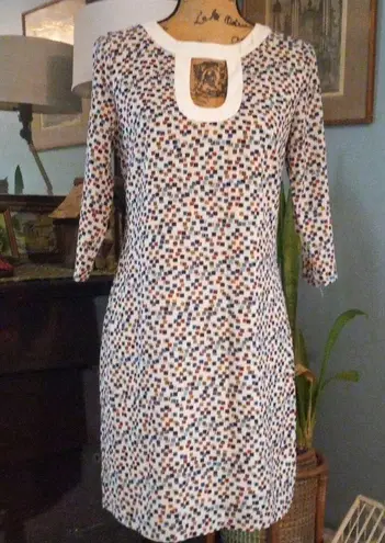 Molly Bracken Cream and Multicolored Grid Print Dress