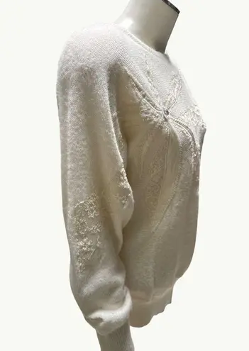 Counterparts Vintage Ivory Boho Sweater With Embroidered Floral Design Size S