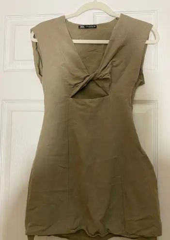 ZARA Olive Linen Dress